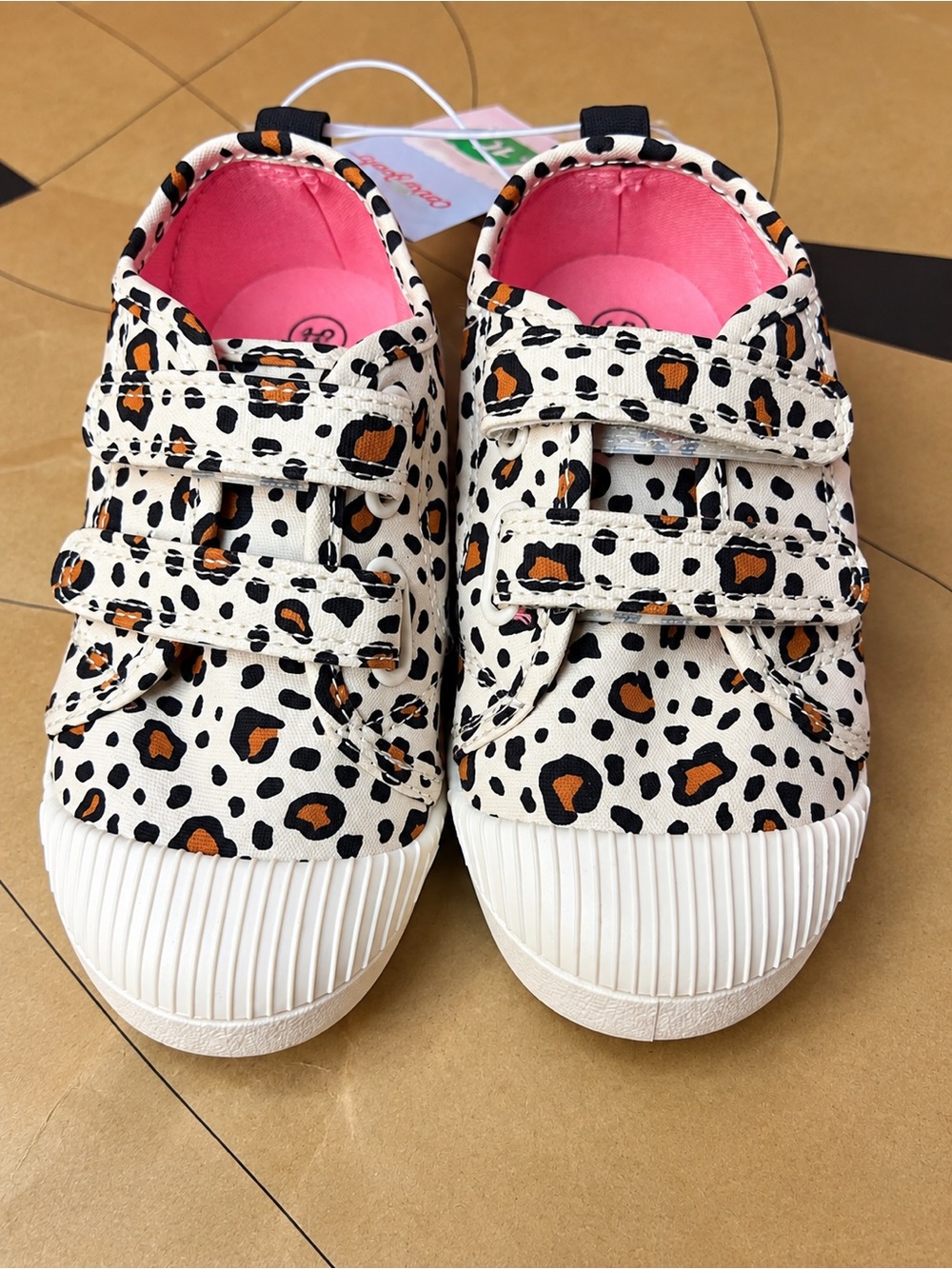 Cat & Jack Kids Leopard Print Velcro Sneakers - White, Orange & Pink